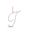 10k Rose Gold Womens Round Diamond T Initial Letter Pendant 3/8 Cttw