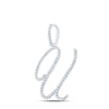 10k White Gold Womens Round Diamond U Initial Letter Pendant 1/2 Cttw