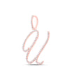 10k Rose Gold Womens Round Diamond U Initial Letter Pendant 1/2 Cttw