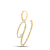 10k Yellow Gold Womens Round Diamond V Initial Letter Pendant 1/2 Cttw