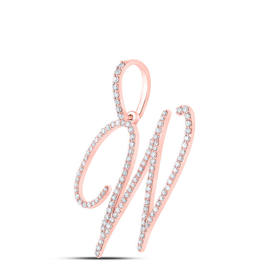 10k Rose Gold Womens Round Diamond W Initial Letter Pendant 5/8 Cttw