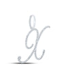 10k White Gold Womens Round Diamond X Initial Letter Pendant 5/8 Cttw