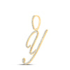 10k Yellow Gold Womens Round Diamond Y Initial Letter Pendant 1/2 Cttw