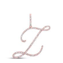  10k Rose Gold Womens Round Diamond L Initial Letter Pendant 5/8 Cttw