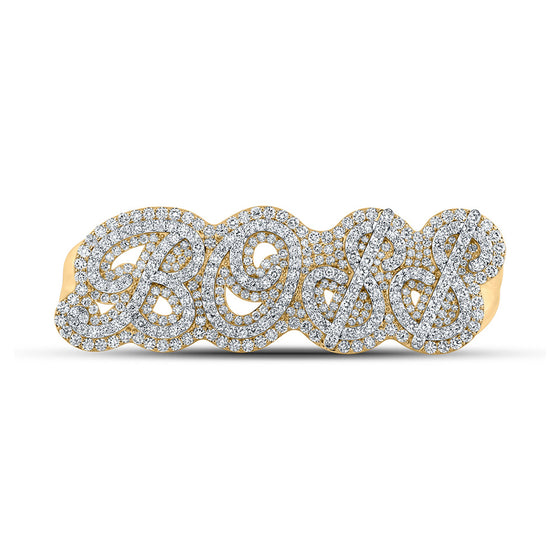 10k Yellow Gold Mens Round Diamond Boss Four Finger Ring 17-1/2 Cttw