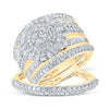 10k Yellow Gold His Hers Baguette Diamond Cluster Matching Wedding Set 2-1/3 Cttw
