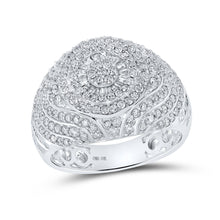  10k White Gold Mens Baguette Diamond Circle Cluster Ring 2 Cttw