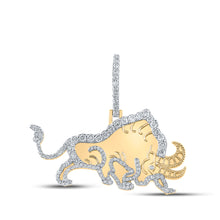 10k Yellow Gold Mens Round Diamond Bull Charm Pendant 1-1/4 Cttw