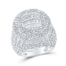  10k White Gold Mens Baguette Diamond Cluster Ring 5-1/4 Cttw