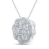 10k White Gold Womens Round Diamond Cluster Pendant 1/2 Cttw