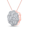 10k Rose Gold Womens Round Diamond Cluster Pendant 1/2 Cttw