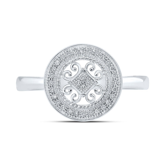 10k White Gold Womens Round Diamond Circle Ring 1/10 Cttw