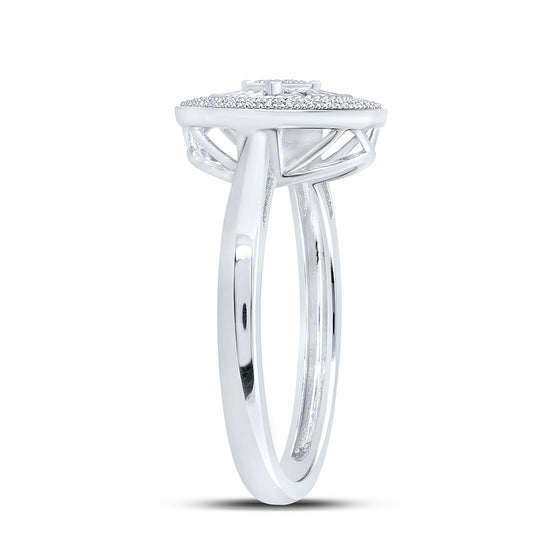 10k White Gold Womens Round Diamond Circle Ring 1/10 Cttw