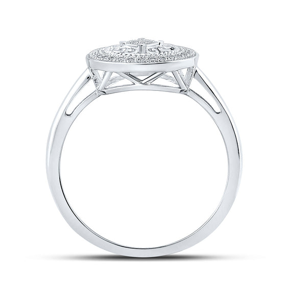 10k White Gold Womens Round Diamond Circle Ring 1/10 Cttw
