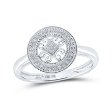  10k White Gold Womens Round Diamond Circle Ring 1/10 Cttw