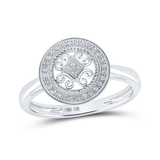 10k White Gold Womens Round Diamond Circle Ring 1/10 Cttw