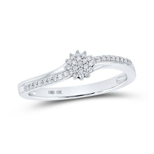  10k White Gold Womens Round Diamond Cluster Ring 1/8 Cttw