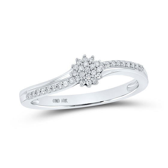 10k White Gold Womens Round Diamond Cluster Ring 1/8 Cttw
