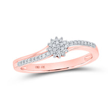  10k Rose Gold Womens Round Diamond Cluster Ring 1/8 Cttw