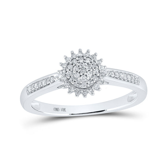 10k White Gold Womens Round Diamond Cluster Ring 1/6 Cttw
