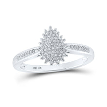  10k White Gold Womens Round Diamond Teardrop Ring 1/6 Cttw