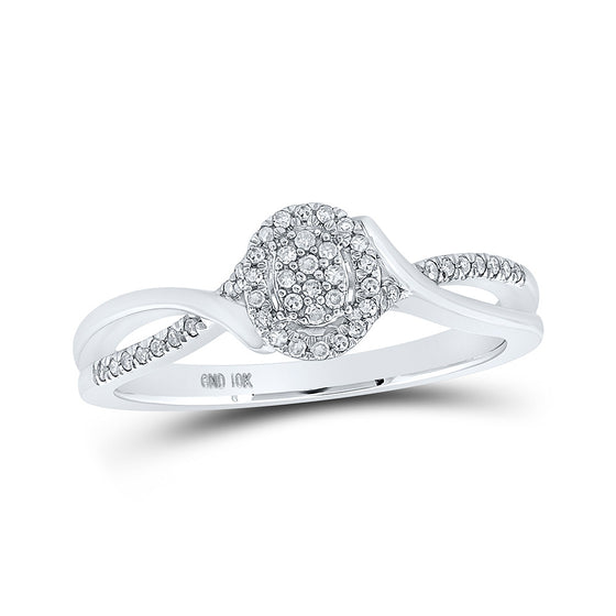 10k White Gold Womens Round Diamond Cluster Ring 1/8 Cttw