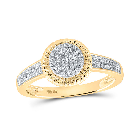 10k Yellow Gold Womens Round Diamond Circle Ring 1/5 Cttw