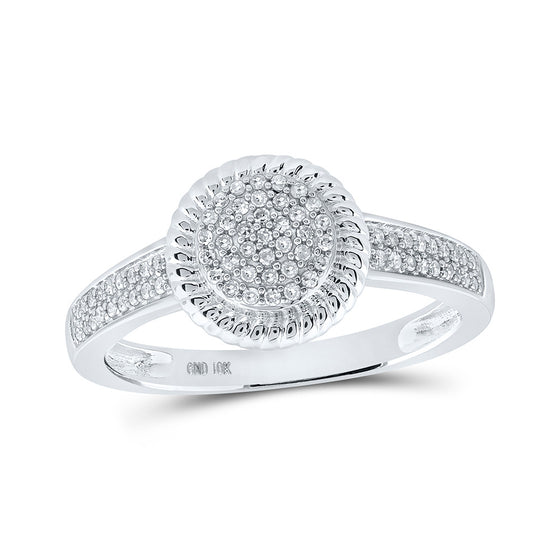 10k White Gold Womens Round Diamond Circle Ring 1/5 Cttw