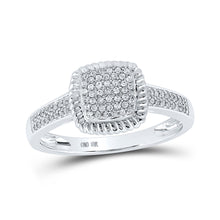  10k White Gold Womens Round Diamond Square Ring 1/5 Cttw