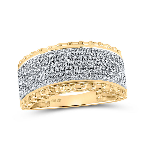 10k Yellow Gold Mens Round Diamond Band Ring 1/2 Cttw
