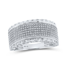  10k White Gold Mens Round Diamond Band Ring 1/2 Cttw