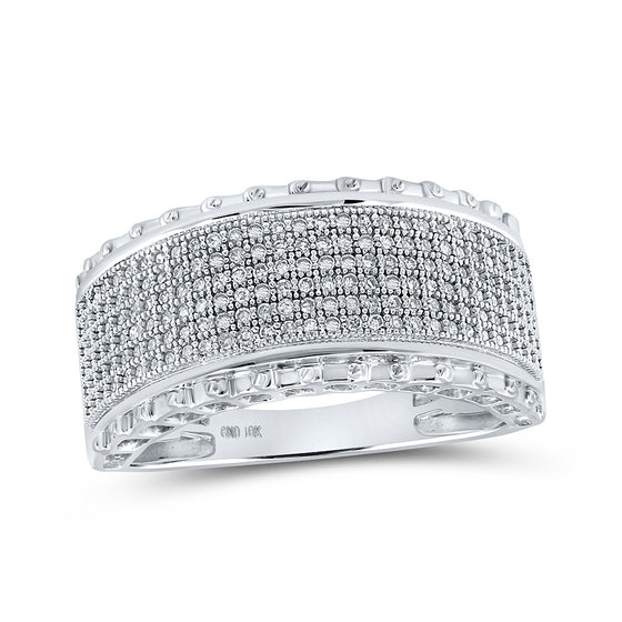 10k White Gold Mens Round Diamond Band Ring 1/2 Cttw