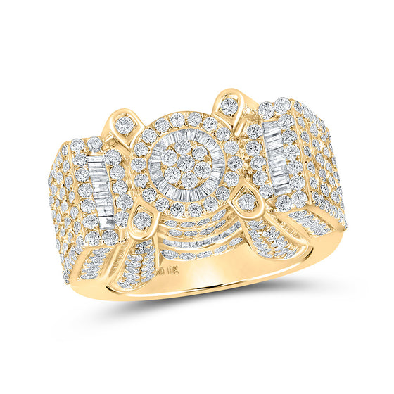 10k Yellow Gold Mens Round Diamond Cluster Ring 4-1/3 Cttw