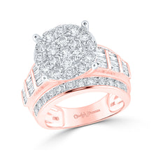  10k Rose Gold Round Diamond Cluster Bridal Wedding Engagement Ring 3 Cttw