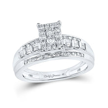  10k White Gold Round Diamond Cluster Bridal Wedding Engagement Ring 1/2 Cttw