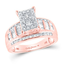  10k Rose Gold Round Diamond Cluster Bridal Wedding Engagement Ring 7/8 Cttw