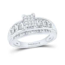 10k White Gold Princess Diamond Cluster Bridal Wedding Engagement Ring 1/2 Cttw