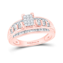  10k Rose Gold Princess Diamond Cluster Bridal Wedding Engagement Ring 1/2 Cttw