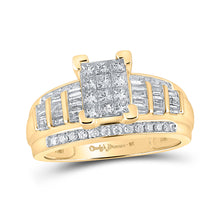  10k Yellow Gold Princess Diamond Cluster Bridal Wedding Engagement Ring 7/8 Cttw