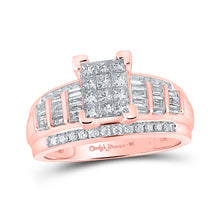  10k Rose Gold Princess Diamond Cluster Bridal Wedding Engagement Ring 7/8 Cttw