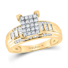  10k Yellow Gold Round Diamond Cluster Bridal Wedding Engagement Ring 1/2 Cttw