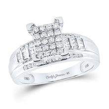  10k White Gold Round Diamond Cluster Bridal Wedding Engagement Ring 1/2 Cttw