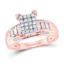  10k Rose Gold Round Diamond Cluster Bridal Wedding Engagement Ring 1/2 Cttw