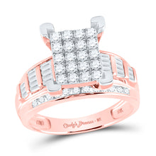  10k Rose Gold Round Diamond Cluster Bridal Wedding Engagement Ring 1 Cttw