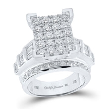  10k White Gold Round Diamond Cluster Bridal Wedding Engagement Ring 3 Cttw