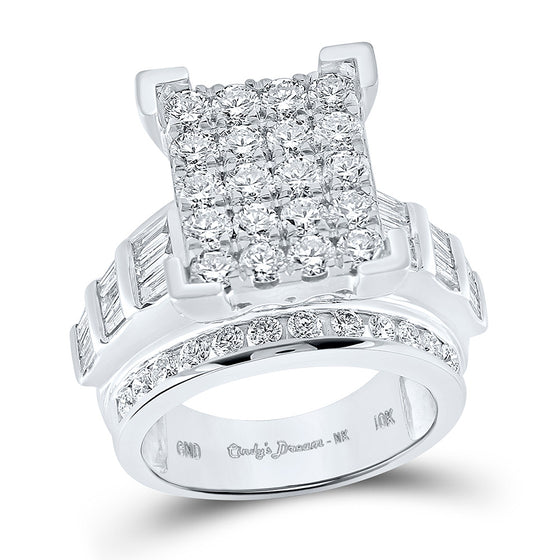 10k White Gold Round Diamond Cluster Bridal Wedding Engagement Ring 3 Cttw