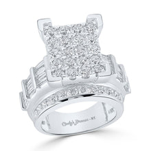  14k White Gold Round Diamond Cluster Bridal Wedding Engagement Ring 4 Cttw