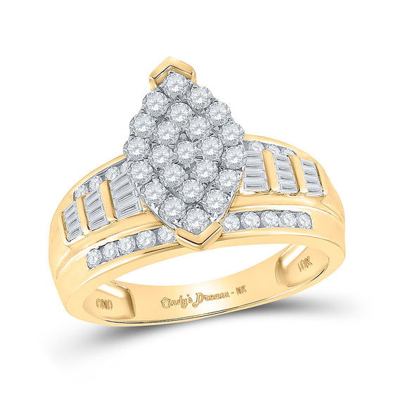 10k Yellow Gold Round Diamond Oval Bridal Wedding Engagement Ring 1 Cttw