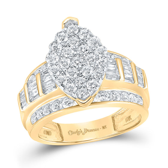 10k Yellow Gold Round Diamond Oval Bridal Wedding Engagement Ring 2 Cttw