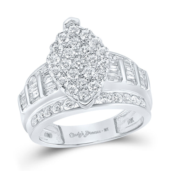 10k White Gold Round Diamond Oval Bridal Wedding Engagement Ring 2 Cttw